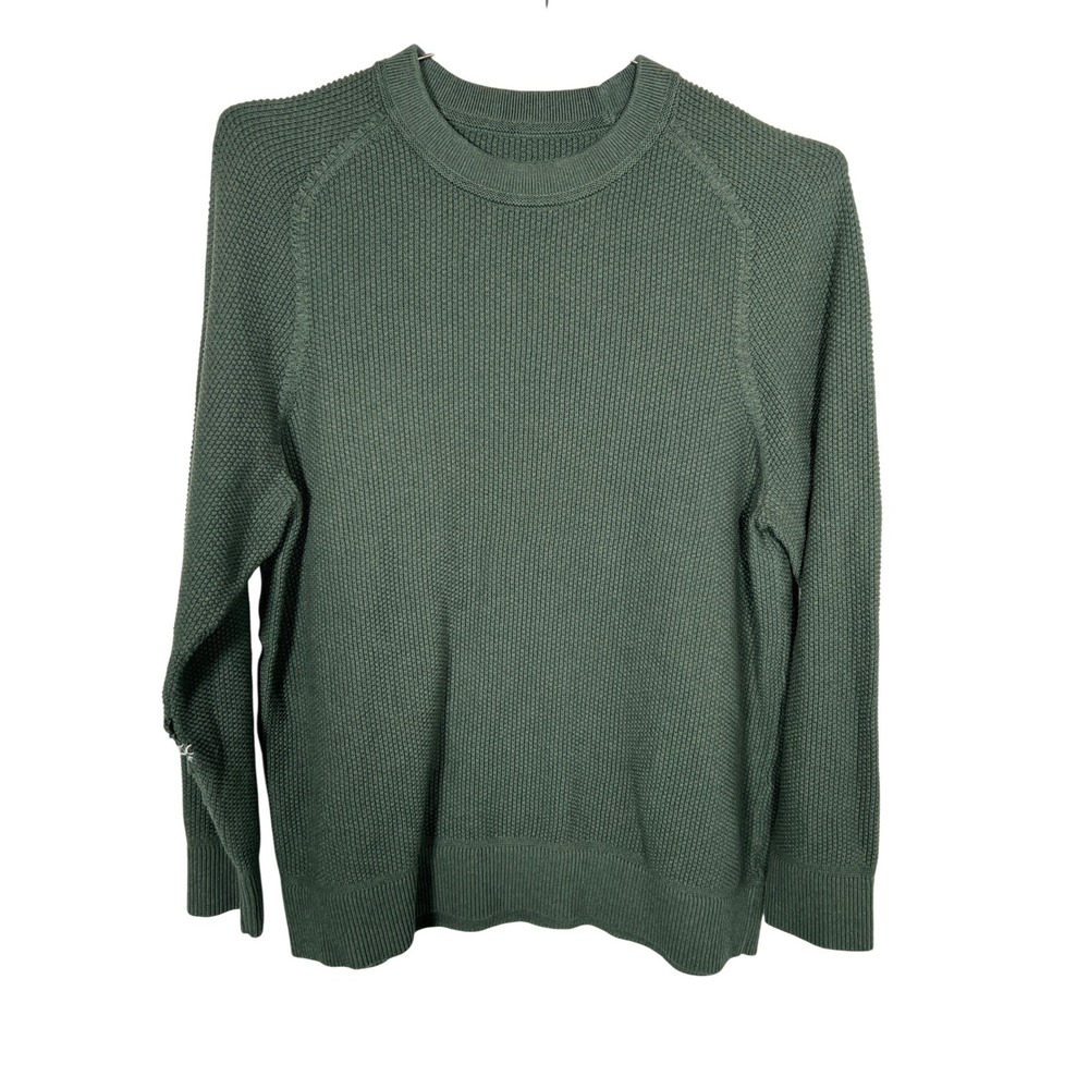 Men's Lululemon Green Textured Knit Crewneck Sweater Cotton Blend Medium